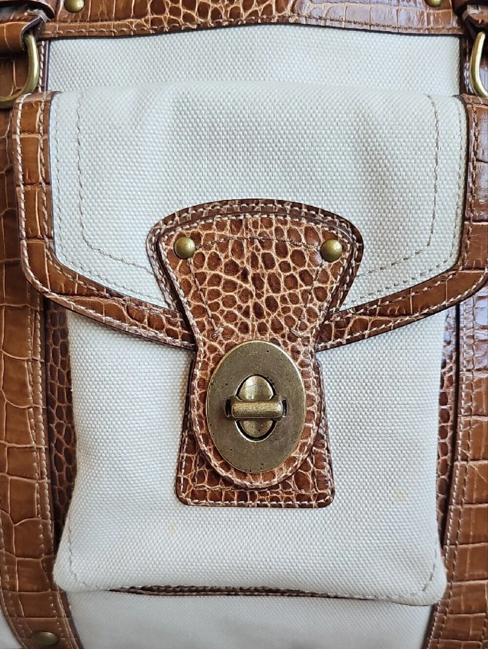Coach 2006 Vintage Legacy Canvas & Croc Leather Pocket Tote 10648